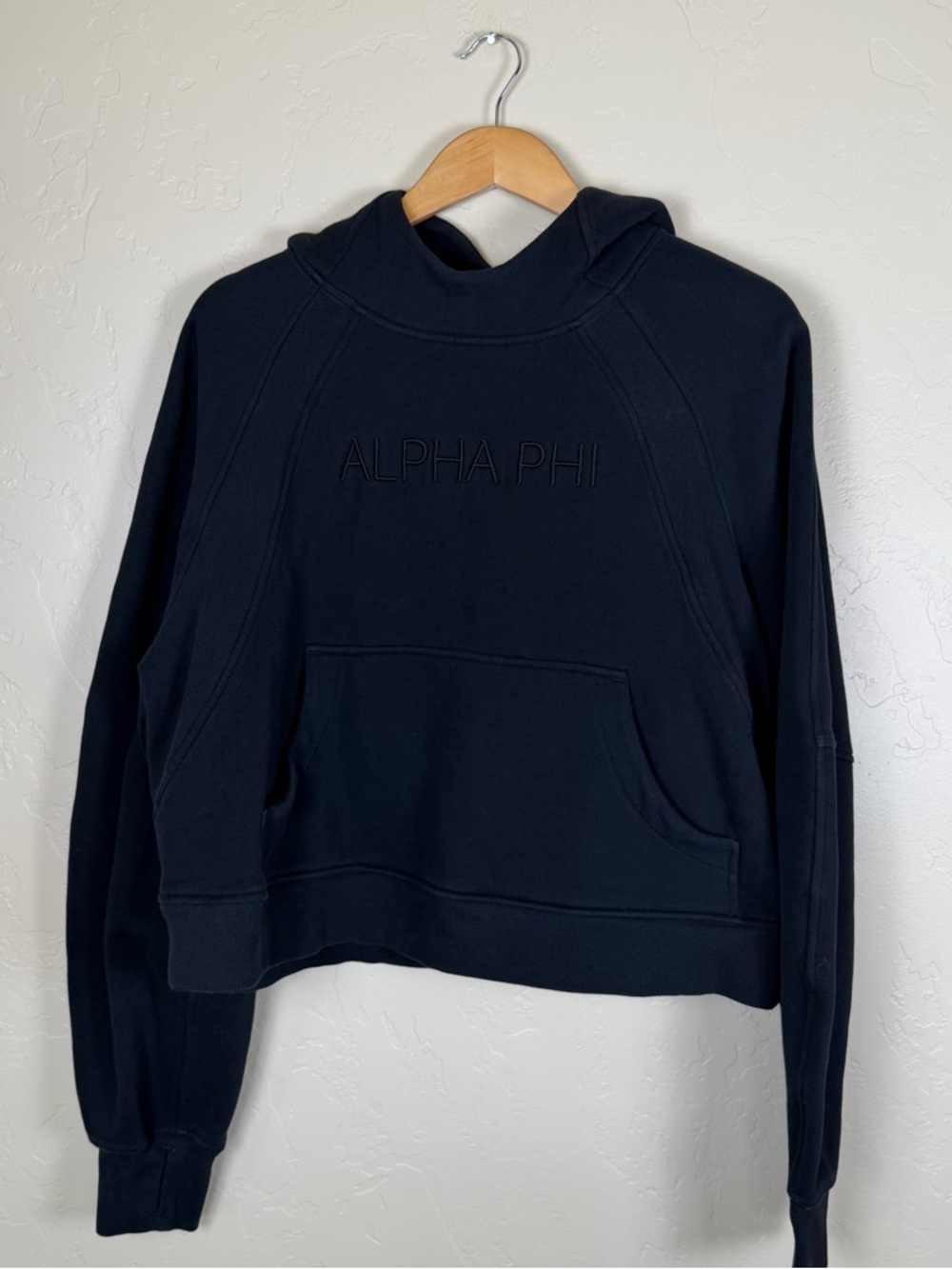 Lululemon Women’s Scuba Hoodie in Black Featuring Alpha Phi Sorority Size L/XL
